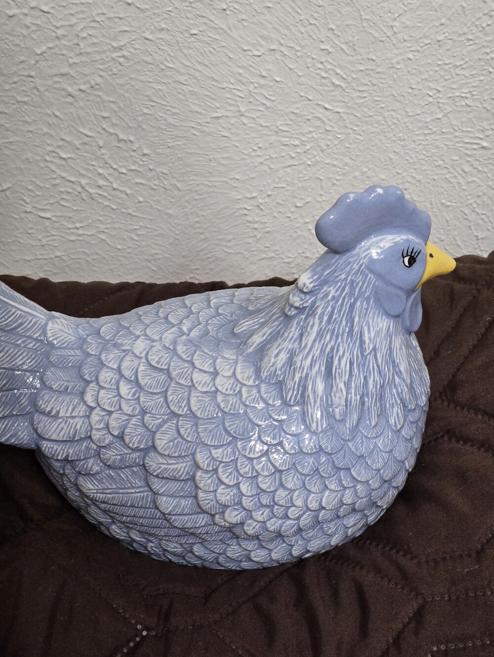 French Country Blue Ceramic Chicken Hen bird Cottage Granny Pastoral Kitchy